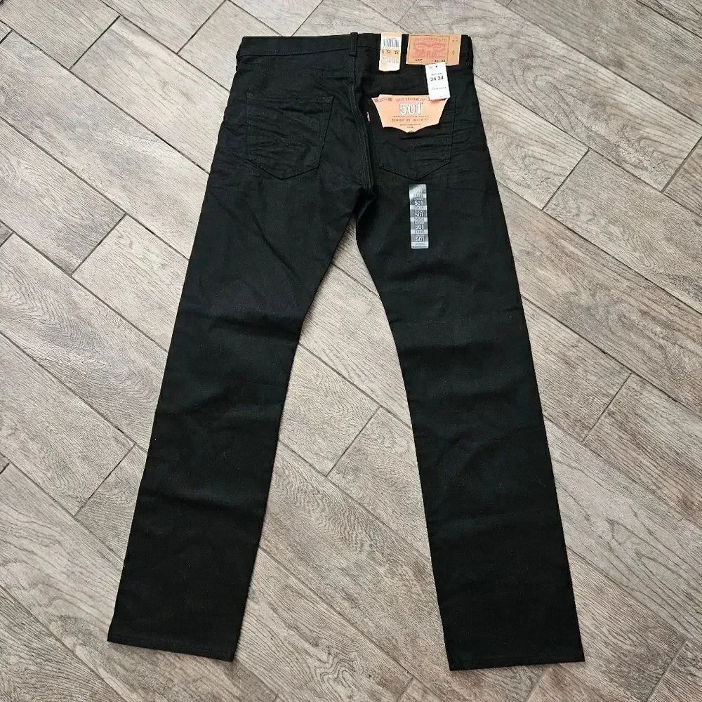 Levi's 501 Original Fit Straight Leg Men's Black Denim Jeans 34W x 34L